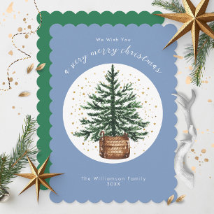 Modern Watercolor Christmas Tree Minimal Simple Holiday Card