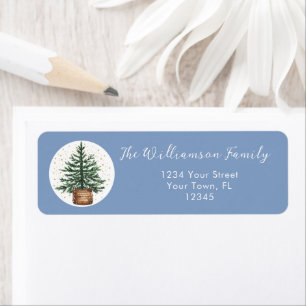 Modern Watercolor Christmas Tree Minimal Simple Label