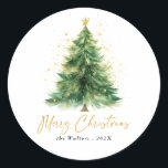 Modern Watercolor Christmas Tree Non Photo Classic Round Sticker<br><div class="desc">Add a festive touch to your holiday cards and gifts with the Modern Watercolor Christmas Tree Non-Photo Classic Round Sticker! Featuring a beautifully painted Christmas tree in soft watercolor, this elegant sticker is perfect for sealing envelopes, decorating packages, or adding a personalized touch to seasonal crafts. Simple yet sophisticated, it...</div>