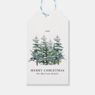Modern Watercolor Christmas Tree Non Photo Gift Tags