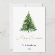 Modern Watercolor Christmas Tree Non Photo Holiday