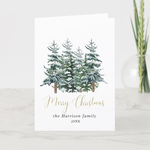 Modern Watercolor Christmas Tree Non Photo Holiday Card