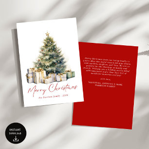 Modern Watercolor Christmas Tree Non Photo Holiday Card