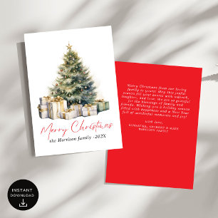 Modern Watercolor Christmas Tree Non Photo Holiday Card