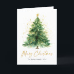 Modern Watercolor Christmas Tree Non Photo Holiday Card<br><div class="desc">Send holiday cheer with our Modern Watercolor Christmas Tree Non-Photo Holiday Card! This elegant design features a beautifully hand-painted watercolor Christmas tree, creating a serene and artistic feel perfect for the season. The soft brushstrokes and modern layout offer a minimalist yet festive touch, making it ideal for anyone seeking a...</div>