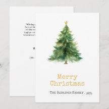 Modern Watercolor Christmas Tree Non Photo Holiday