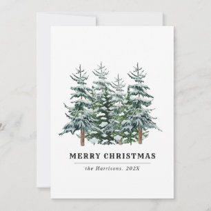 Modern Watercolor Christmas Tree Non Photo Holiday Card