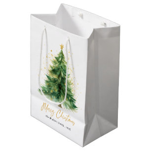 Modern Watercolor Christmas Tree Non Photo Medium Gift Bag