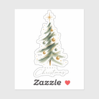 Modern Watercolor Christmas Tree Vinyl Sticker