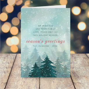 Modern Watercolor Christmas Winter Snow Forest Holiday Card