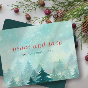 Modern Watercolor Christmas Winter Snow Forest Holiday Card