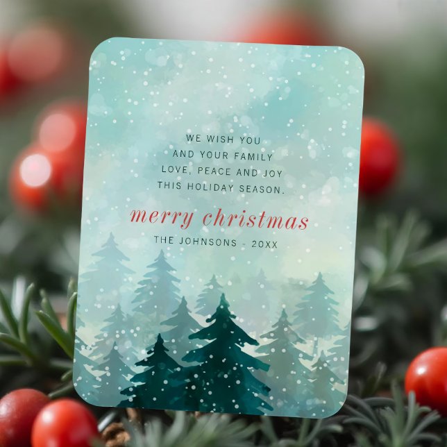 Modern Watercolor Christmas Winter Snow Forest Magnet (Creator Uploaded)
