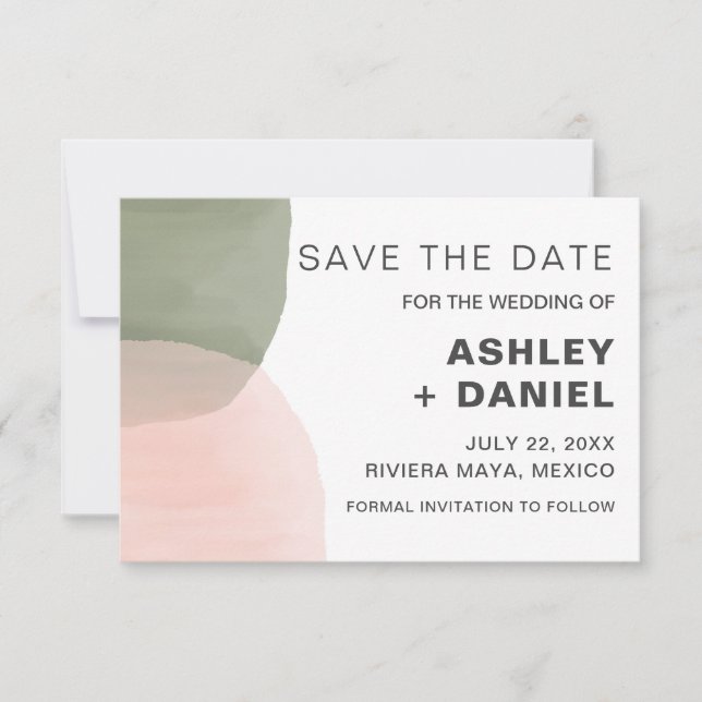 Modern Watercolor Circles Wedding Save the Date (Front)