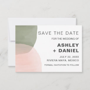 Modern Watercolor Circles Wedding Save the Date