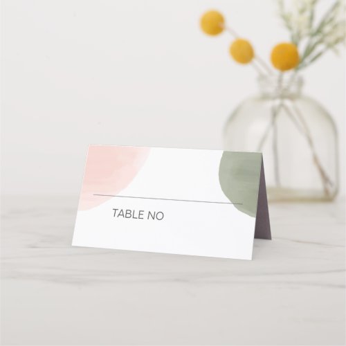 Modern Watercolor Circles Wedding Table Number Place Card