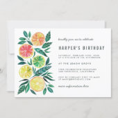 Modern Watercolor Citrus Birthday Party Invitation (Front)