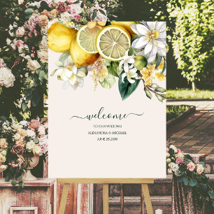 Modern Watercolor Citrus Lemon Wedding Foam Board