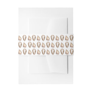 Modern Watercolor Coastal Oyster Wedding  Invitation Belly Band