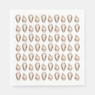 Modern Watercolor Coastal Oyster Wedding Napkins