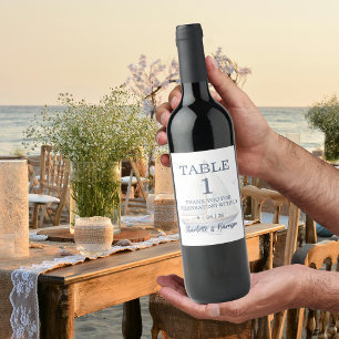 Modern Watercolor Coastal Seascape Wedding Wine Label