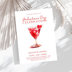 Modern Watercolor Cocktail Galentine's Day Party Invitation