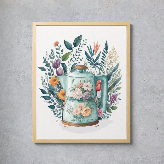 Modern Watercolor Coffee Botanical Floral Kitchen Poster (Modern Watercolor Coffee Botanical Floral Kitchen Poster
)