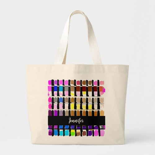 Modern watercolor color palette artist large tote bag