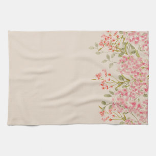 Modern Watercolor colorful Flowers & personalize Kitchen Towel