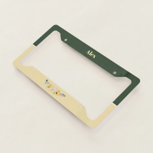 Modern Watercolor colorful Flowers & personalize License Plate Frame