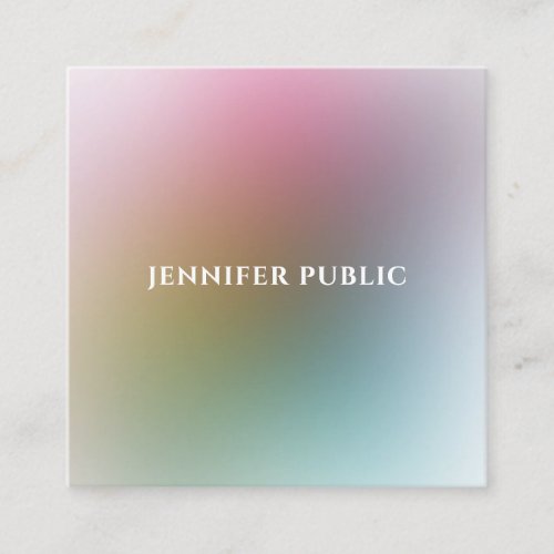 Modern Watercolor Colorful Template Elegant Simple Square Business Card