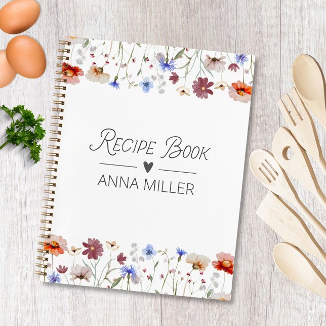 Modern Watercolor Colorful Wildflower Recipe Book (In situ)