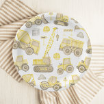Modern Watercolor Construction Vehicle Birthday Paper Plates<br><div class="desc">Modern Watercolor Construction Vehicle Birthday Paper Plates</div>