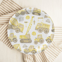 Modern Watercolor Construction Vehicle Birthday