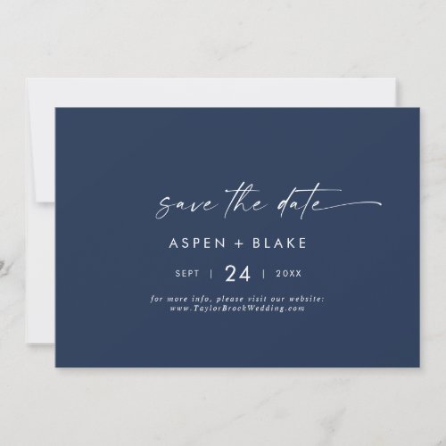 Modern Watercolor Coordinate  Blue Horizontal Save The Date