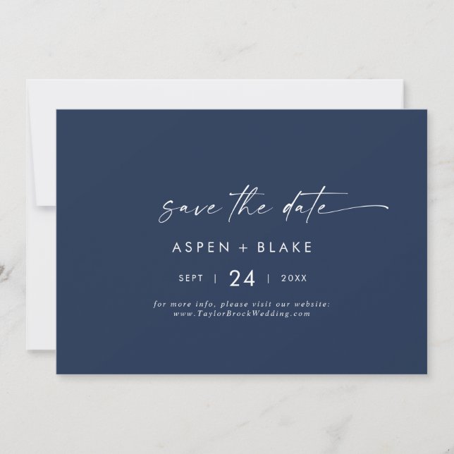 Modern Watercolor Coordinate | Blue Horizontal Save The Date (Front)
