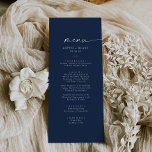 Modern Watercolor Coordinate | Blue Wedding Dinner Menu<br><div class="desc">This modern watercolor coordinate blue wedding dinner menu card is perfect for a stylish contemporary wedding. The simple navy blue and white design features unique industrial lettering typography with modern boho style. Customizable in any color. Keep the design minimal and elegant, as is, or personalize it by adding your own...</div>