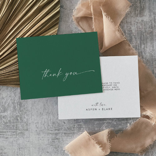 Modern Watercolor Coordinate  Green Thank You Card