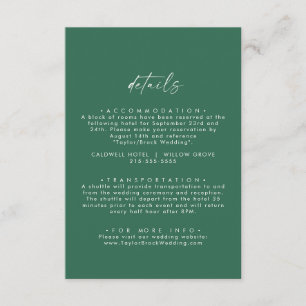 Modern Watercolor Coordinate Green Wedding Detail Enclosure Card