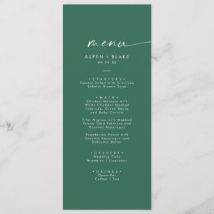 Modern Watercolor Coordinate Green Wedding Menu