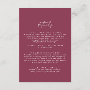 Modern Watercolor Coordinate Red Wedding Detail Enclosure Card