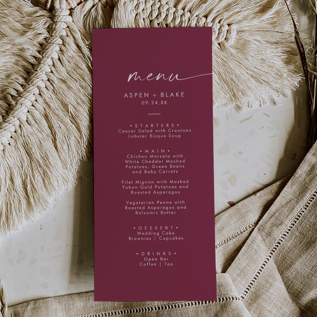 Modern Watercolor Coordinate | Red Wedding Menu (Creator Uploaded)