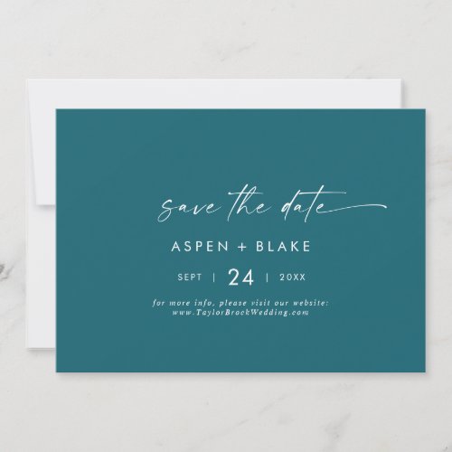 Modern Watercolor Coordinate  Teal Horizontal Save The Date