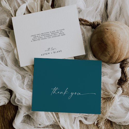 Modern Watercolor Coordinate  Teal Thank You Card
