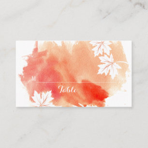 Modern watercolor coral peach wedding place card