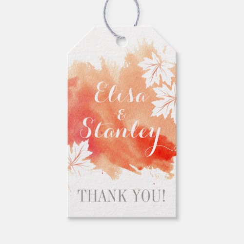 Modern watercolor coral peach wedding Thank You Gift Tags