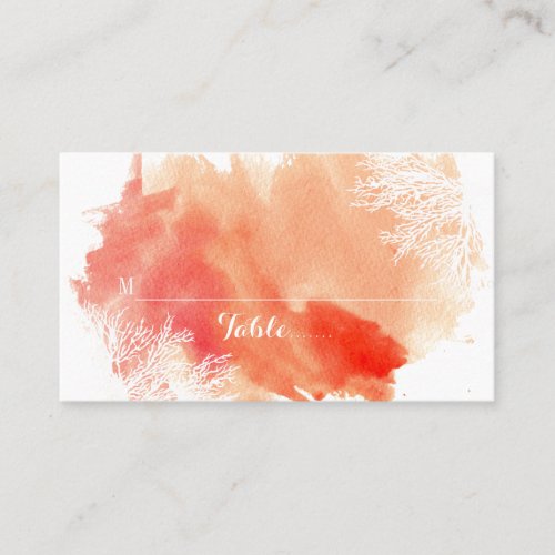 Modern watercolor coral reef wedding place card
