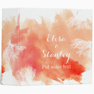 Modern watercolor coral reef wedding planner 3 ring binder
