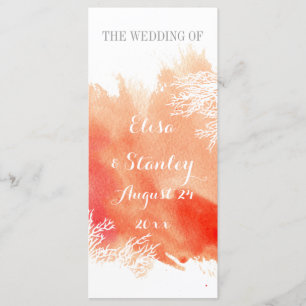 Modern watercolor coral reef wedding program