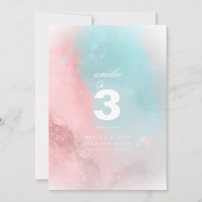 Modern Watercolor Custom Kids Birthday Invitation (Front)