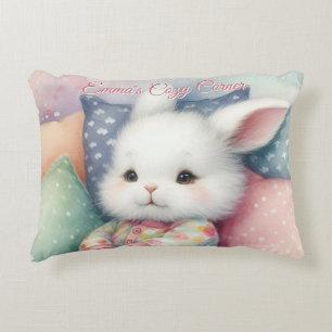 Modern Watercolor Cute Bunny Personalize Accent Pillow